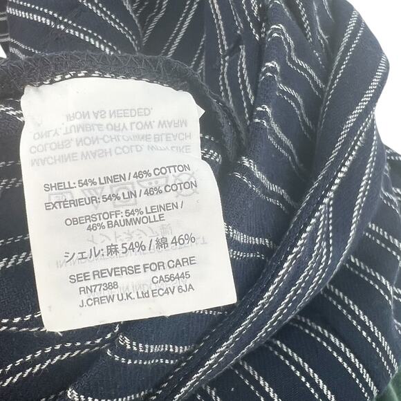 J. Crew Point‎ Sur Paperbag Pants Wide Leg Belt Stripe Navy Blue Size 12 - Picture 13 of 14